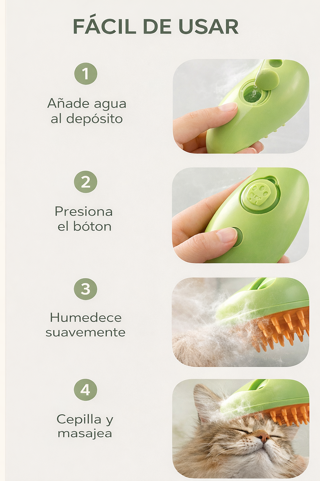 Cepillo 3 en 1 Autolimpiable para Perros y Gatos