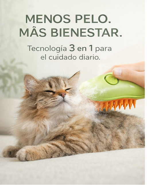 Cepillo 3 en 1 Autolimpiable para Perros y Gatos