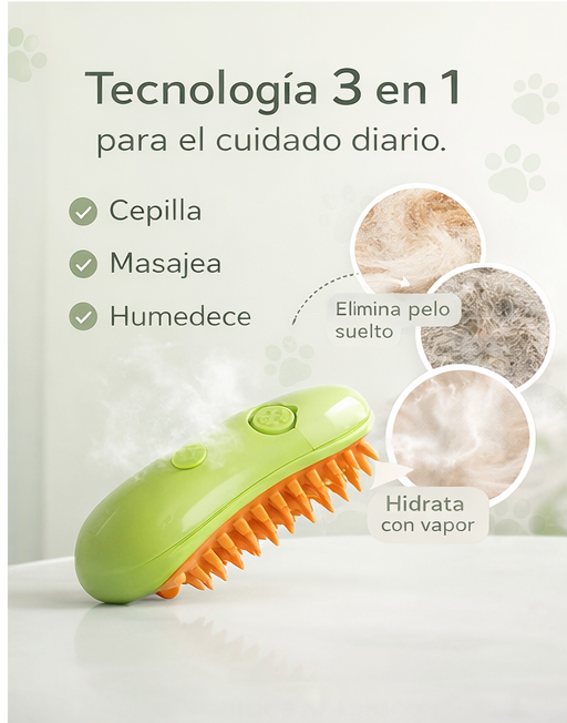 Cepillo 3 en 1 Autolimpiable para Perros y Gatos